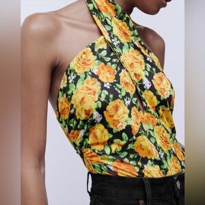 ZARA Twist Neck Floral Halter Top